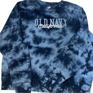 NWT Old Navy Blue Tie-Dye Logo Sweatshirt – Size M Raglan Sleeve Crewneck